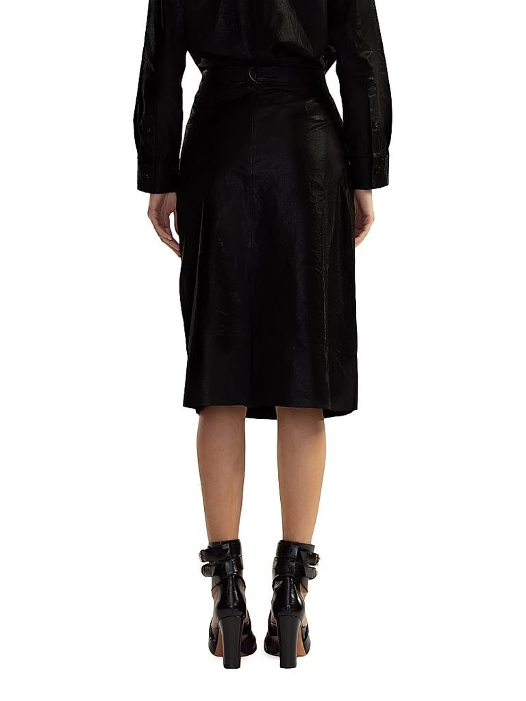 Cynthia Rowley Leather High-Waisted Back-Slit Midi-Skirt 3