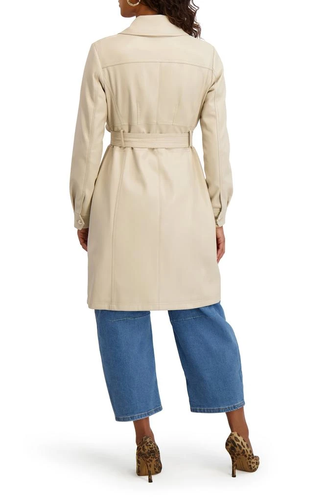Kensie Belted Faux Leather Trench Coat 2