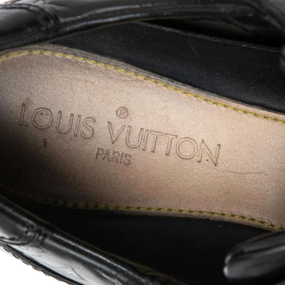 Louis Vuitton Louis Vuitton Black Monogram Embossed Leather Lace Up Sneakers Size 44.5 7