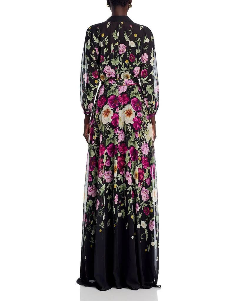 Teri Jon Chiffon Floral Print Shirt Waist Maxi Dress 4