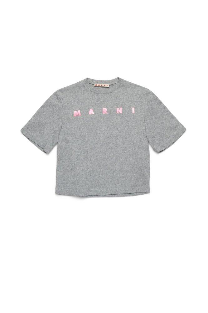 Marni Marni Kids Logo Printed Cropped T-Shirt