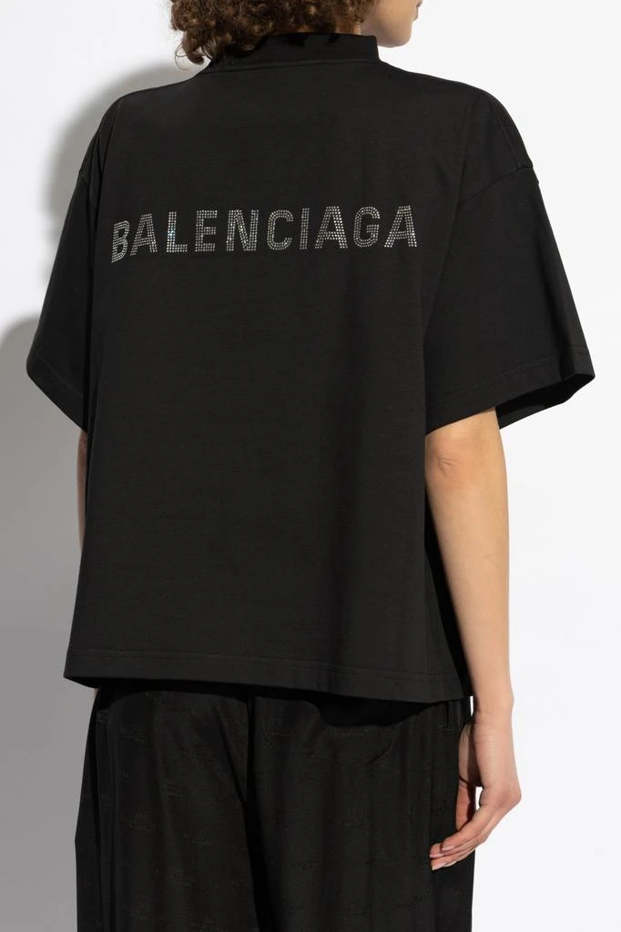 Balenciaga Balenciaga Logo Embellished Mockneck T-Shirt 3