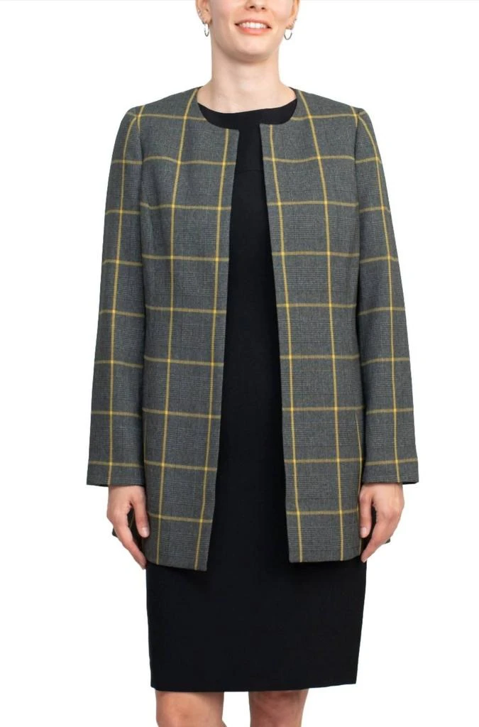 Le Suit Le Suit - Boat Neck Sleeveless Crepe Dress With Windowpane Jacket Set