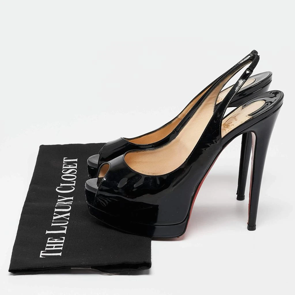 Christian Louboutin Christian Louboutin Black Patent Leather Private Number Slingback Pumps Size 38 10