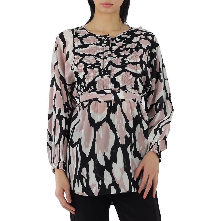 Roberto Cavalli Ladies Macro Lynx Print Tunic Silk Top