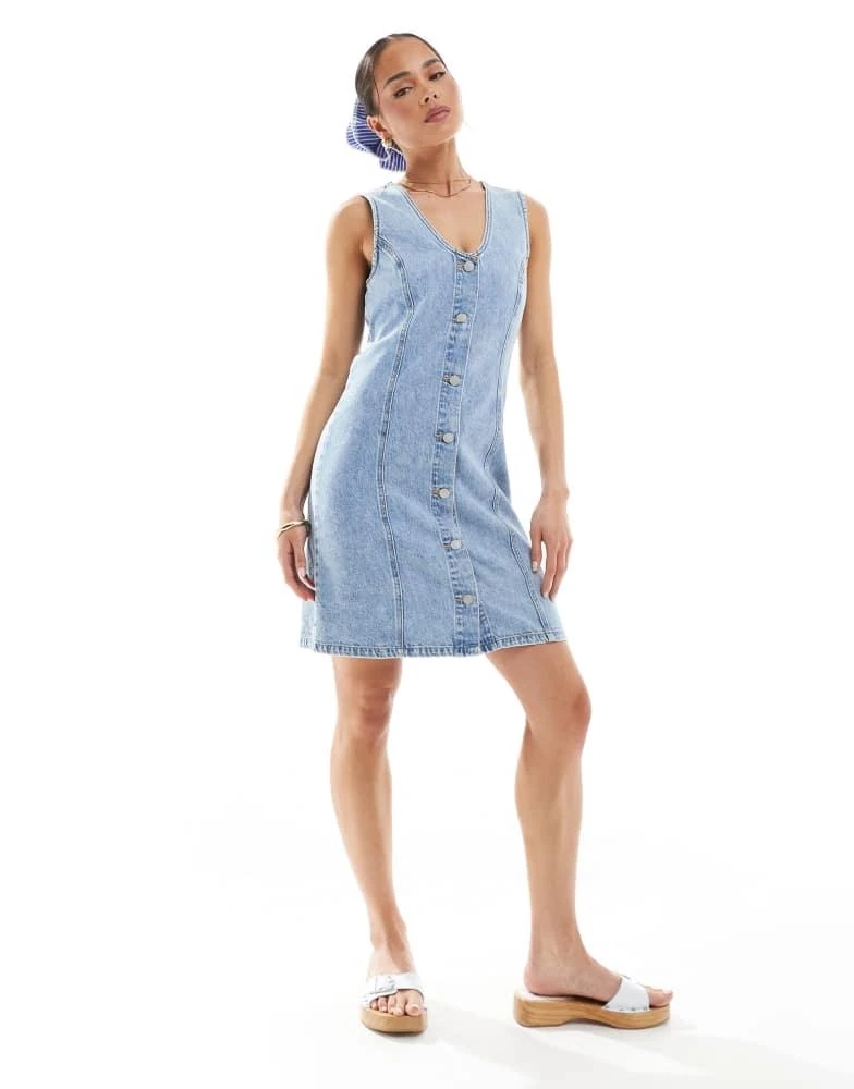 JJXX JJXX scoop neck denim dress in light blue 1