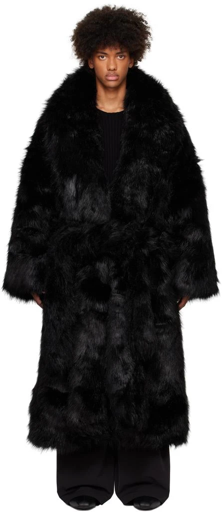 Entire Studios Black Vast Faux Fur Coat M - Parkas - BeyondStyle