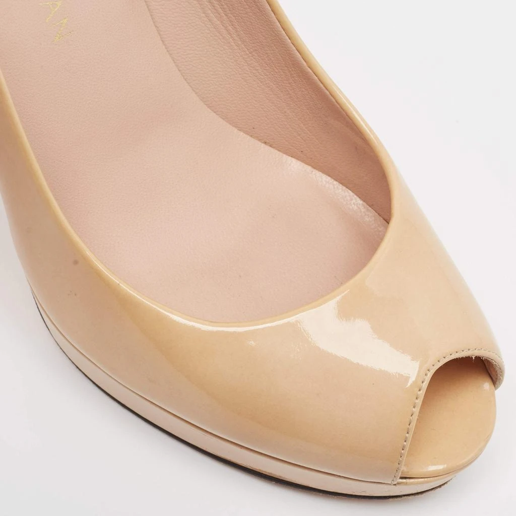 Stuart Weitzman Stuart Weitzman Beige Patent Peep Toe Pumps Size 37.5 7