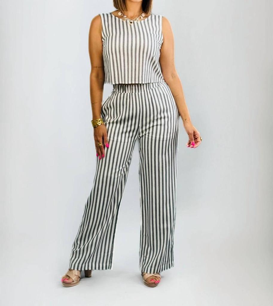 Blu Pepper Blu Pepper - Stripe Linen Wide Leg Pants