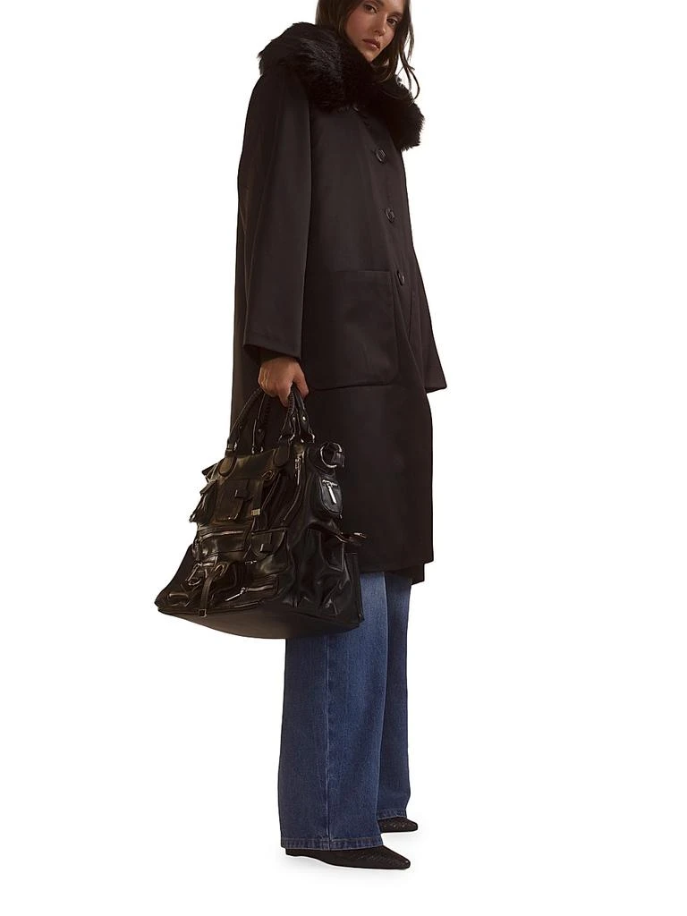 Cynthia Rowley Faux-Fur Collar Satin Coat 2