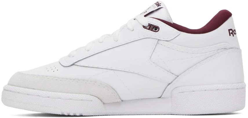 Reebok White & Burgundy Club C Mid II Sneakers 3