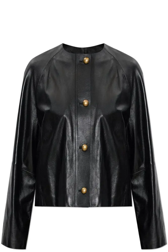 Max Mara Max Mara Bouquet Buttoned Leather Jacket