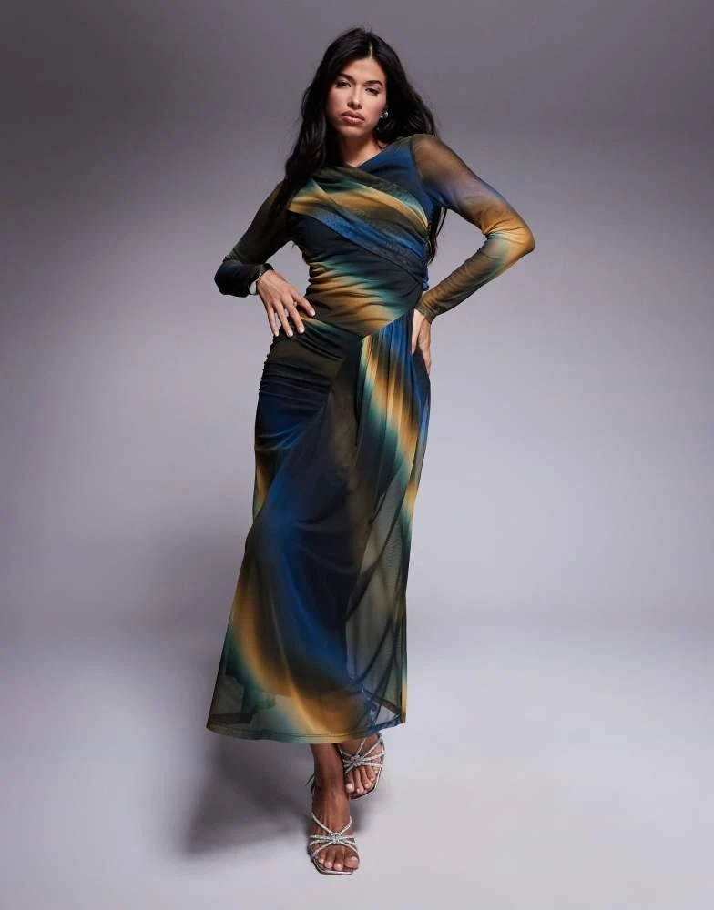 Daska mesh draped maxi dress in abstract print  On Sale Now with Up to 50%  Off | Discover Exclusive Deals & Savings at BeyondStyle  Authentic Daska  Home|women with Limited-Time Discounts,