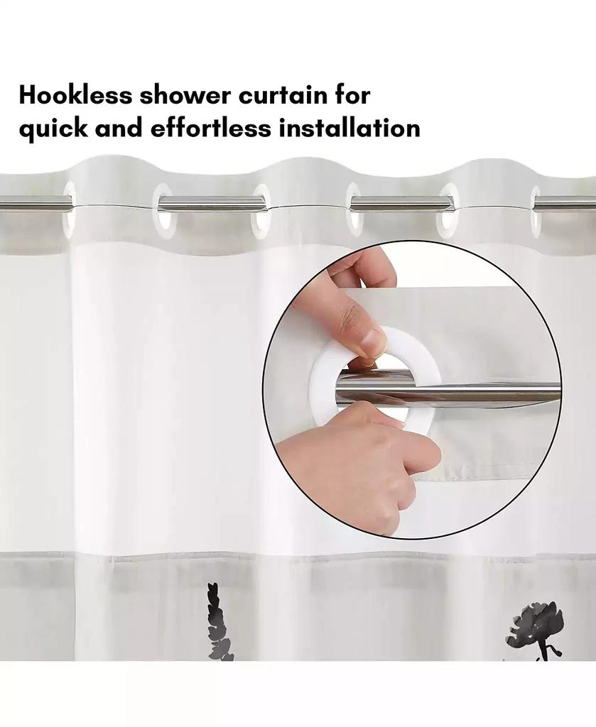 Americanflat Hookless Floral Shower Curtain with Sheer Panel, Snap-In Liner 
Grommets, 72" x 75" 3