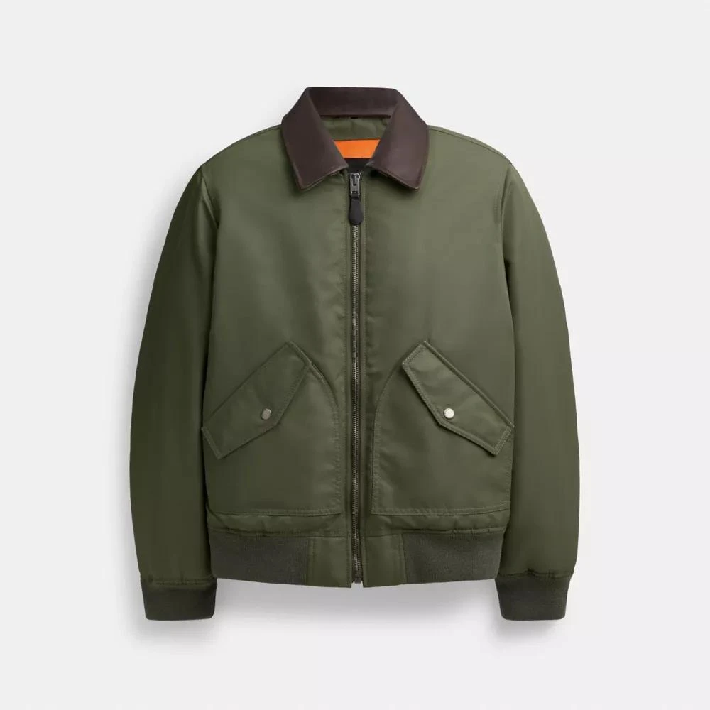 Coach Woven Jacket With Leather Collar 1