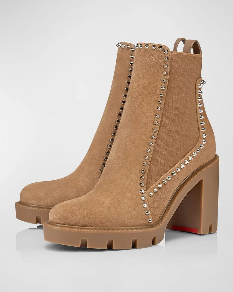 Christian Louboutin Spikes Suede Chelsea Red Sole Booties 2