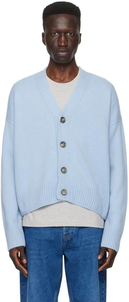 AMI Paris Blue Cropped Cardigan 1