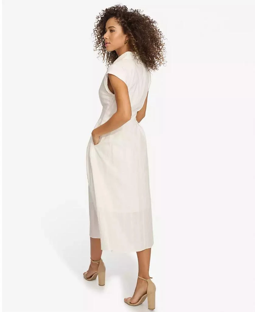 Kensie Women's Textured-Stripe Collared Midi Dress 2