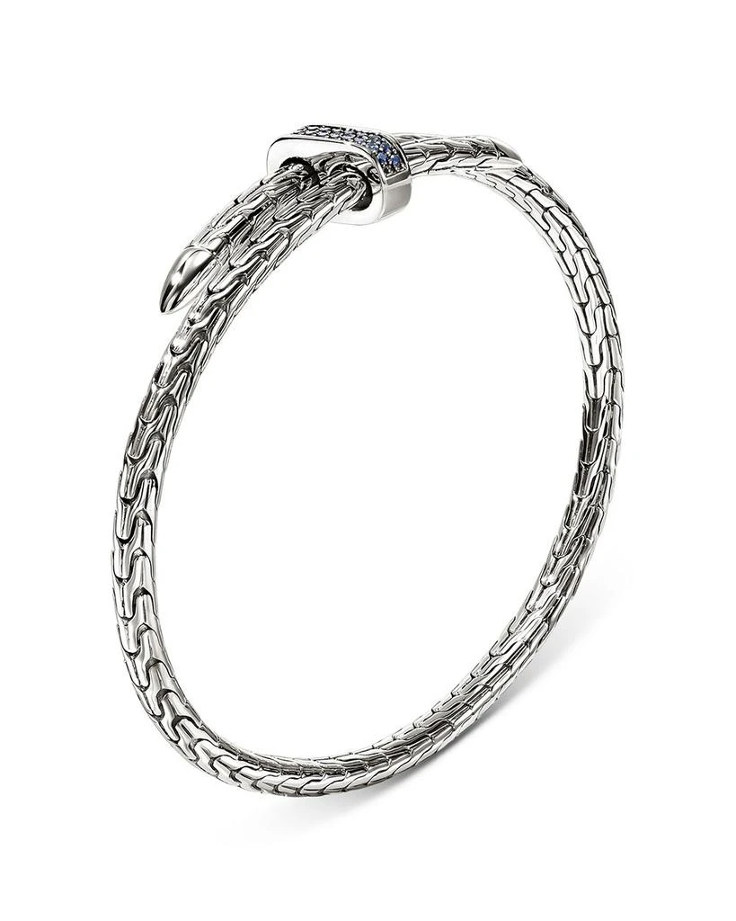 John Hardy Sterling Silver Spear Blue Sapphire Coil Cuff Bracelet 3
