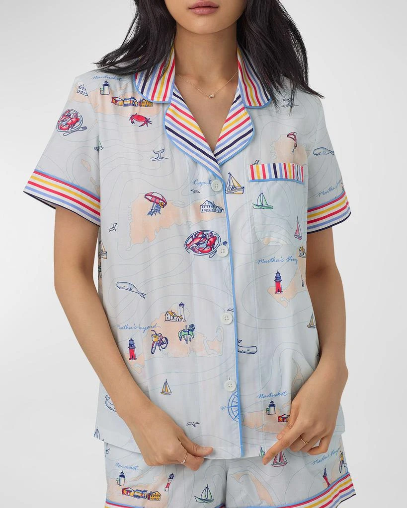 BedHead Pajamas Map-Print Cotton Poplin Shorty Pajama Set 4