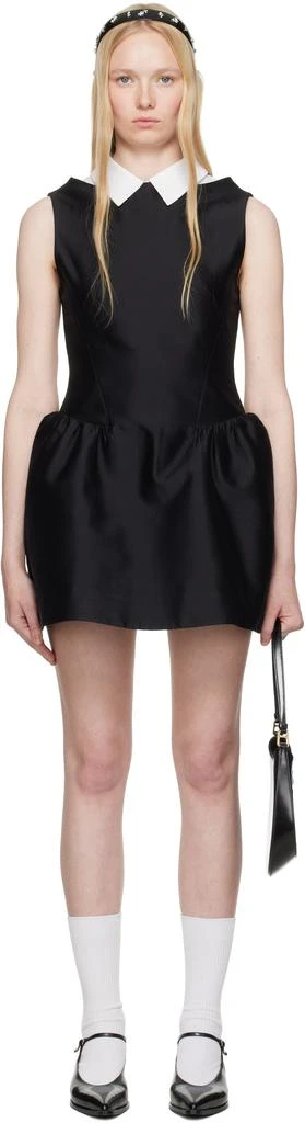 Shushu/Tong Black Shirtneck Patchwork Sleeveless Minidress 1