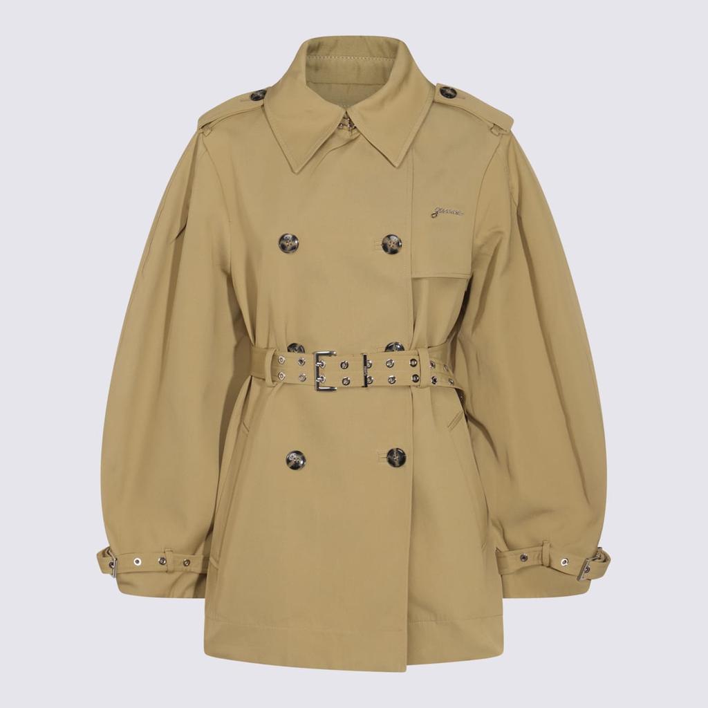 トレンチコート Ganni Beige Double-Breasted Trench Coat With Belted Waist 27552674_58071191_600.jpg