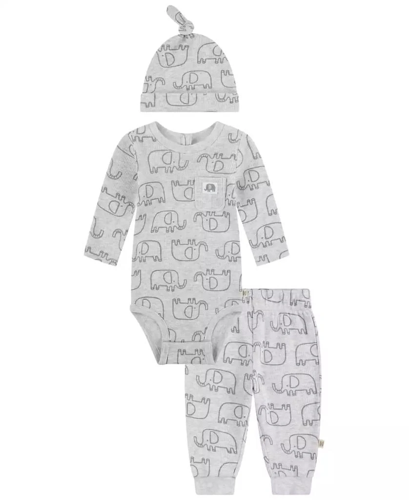 Huggies Baby Boys Cotton Waffle Bodysuit, Pants & Hat, 3 Piece Set 1