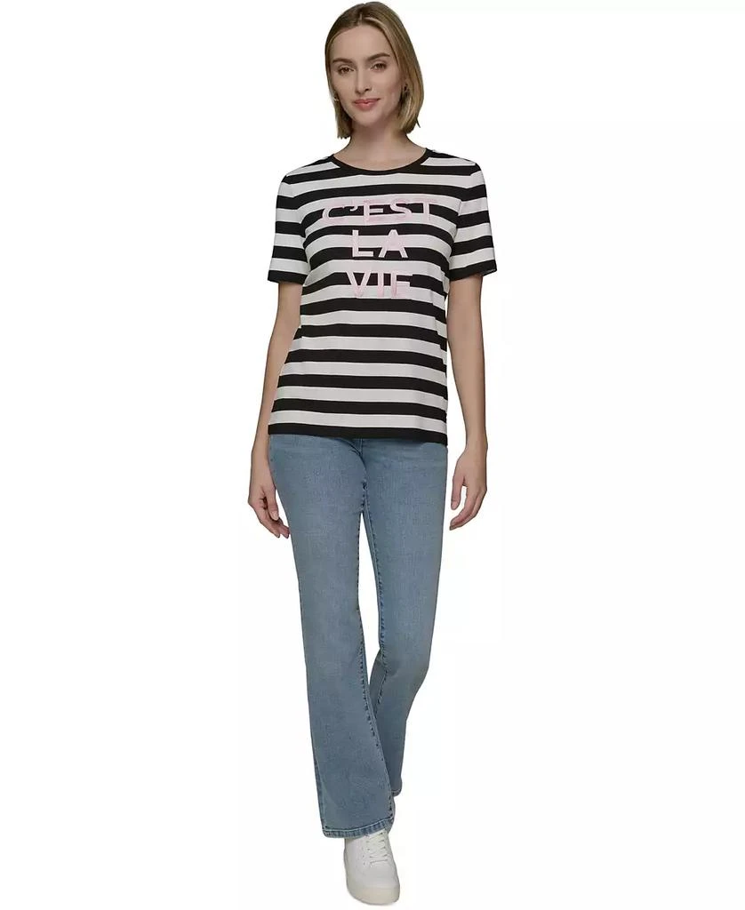 Karl Lagerfeld Paris Women's C'est La Vie Striped Tee 2