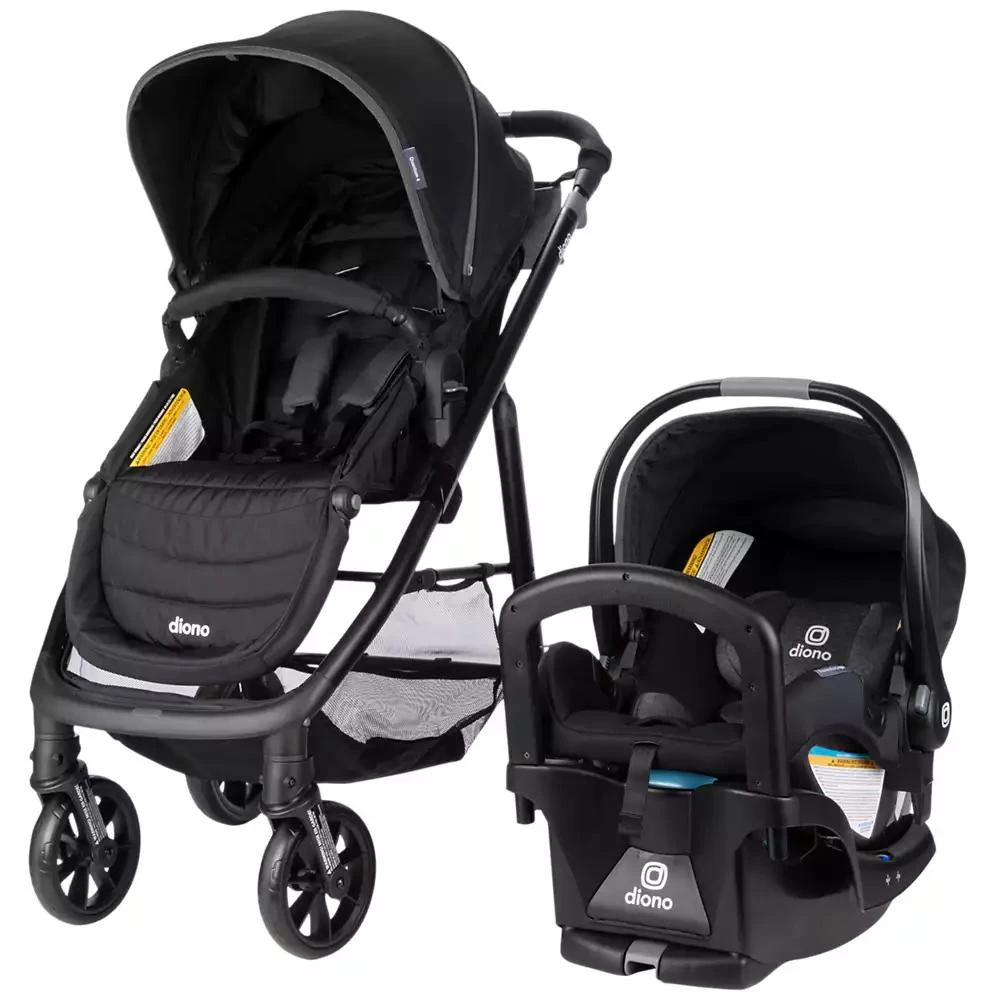 Diono Quantum 4 3-in-1 Travel System with LiteClik30 R SafePlus Infant Car Seat and Base, Gray Slate