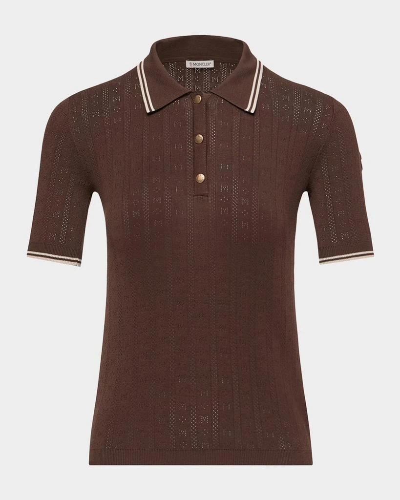 Moncler Short-Sleeve Pointelle Polo Shirt