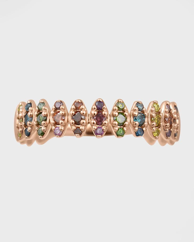 Stevie Wren 14k Rose Gold Rainbow Diamond Zigzag Ring, Size 6.5 1