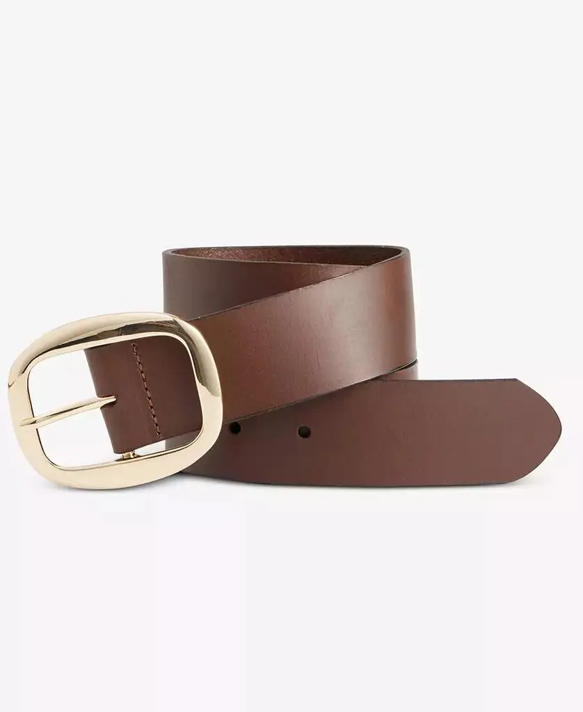 INC International I.N.C International Concepts Centerbar Oval Buckle Leather Belt, Macy's Exclusive