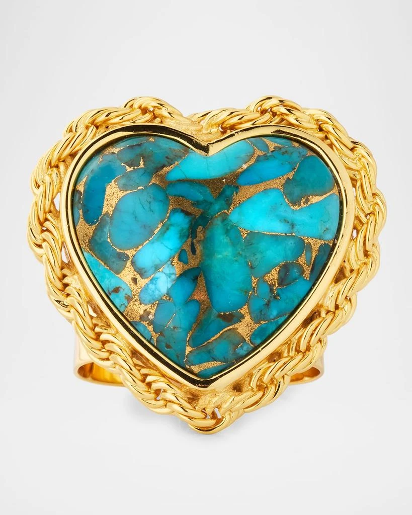 NEST Jewelry Turquoise Heart Rope Chain Statement Ring 1