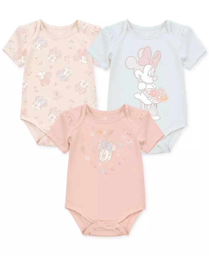 Disney Baby Girls Minnie Mouse Short-Sleeve Bodysuits, Set of 3