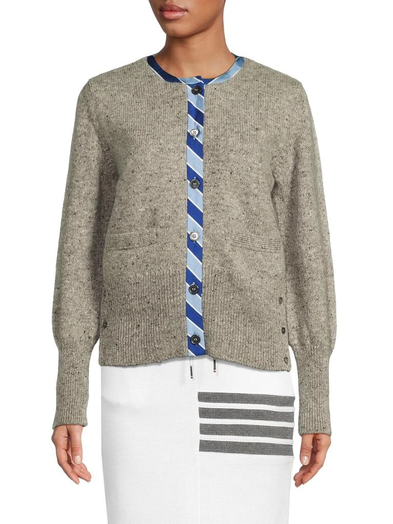 Thom Browne Contrast Trim Wool Blend Cardigan 1