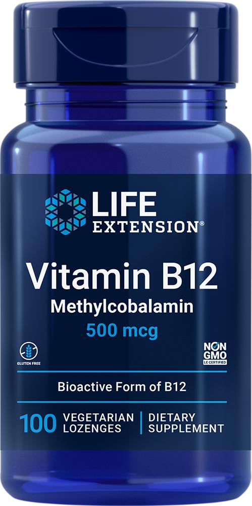 Life Extension Vitamin B12 Methylcobalamin, 100 vegetarian lozenges - 500 mcg (500 mcg, 100 vegetarian lozenges), Life Extension