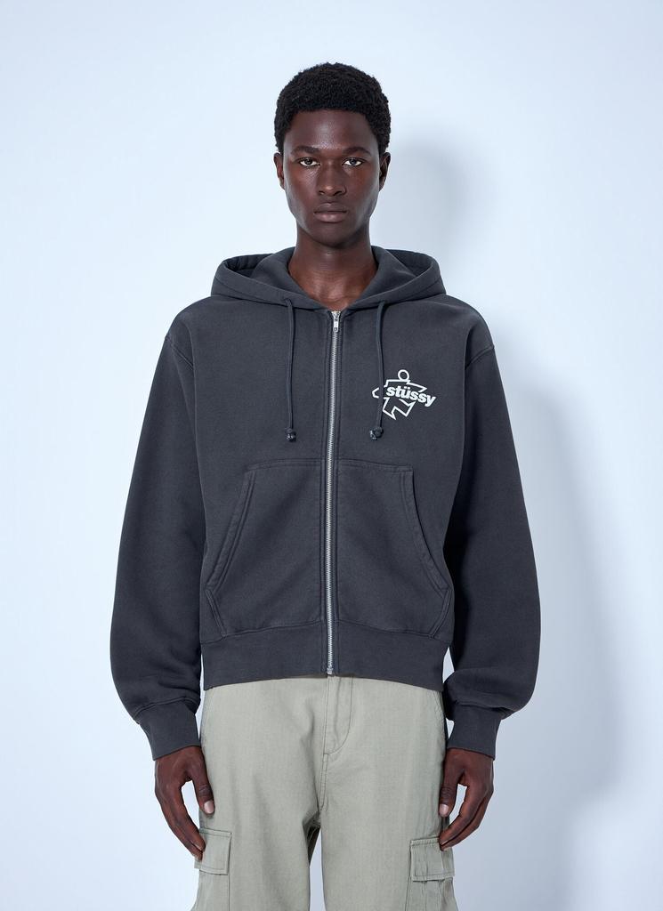 STUSSY Thermal Stock Hooded Sweatshirt Black - Hoodies - BeyondStyle
