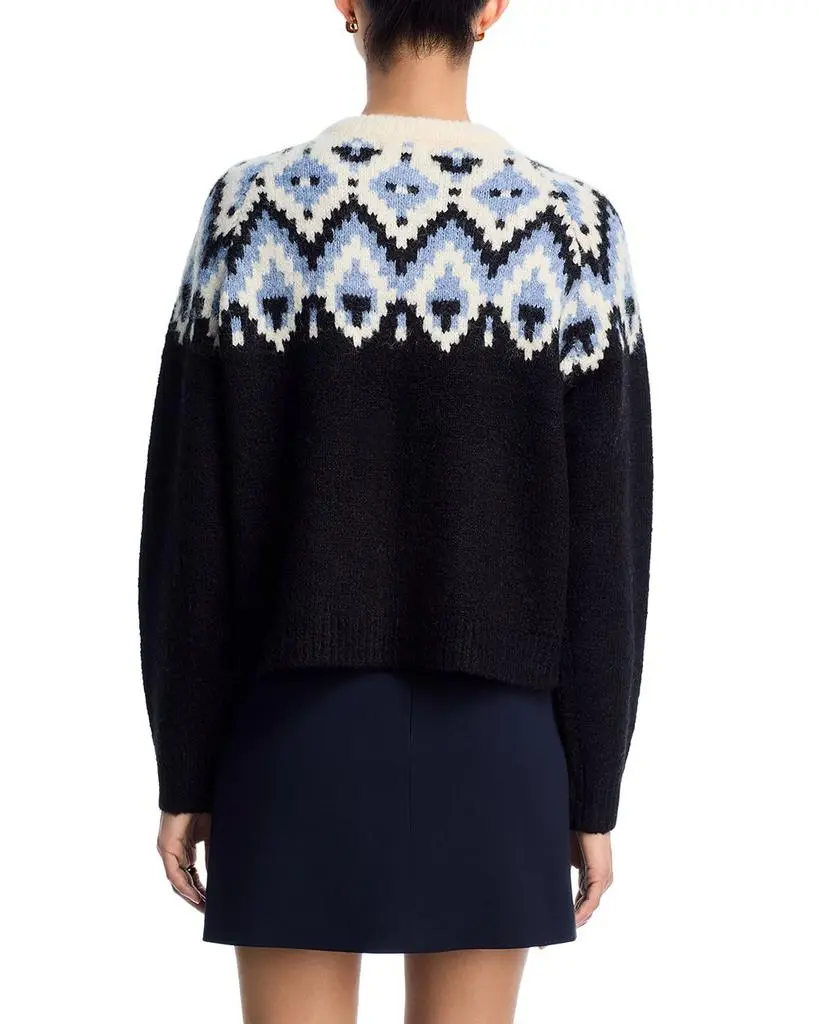 AQUA Fair Isle Crewneck Cardigan - Exclusive 3