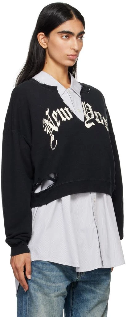 R13 Black 'New York' Cropped Sweatshirt 2