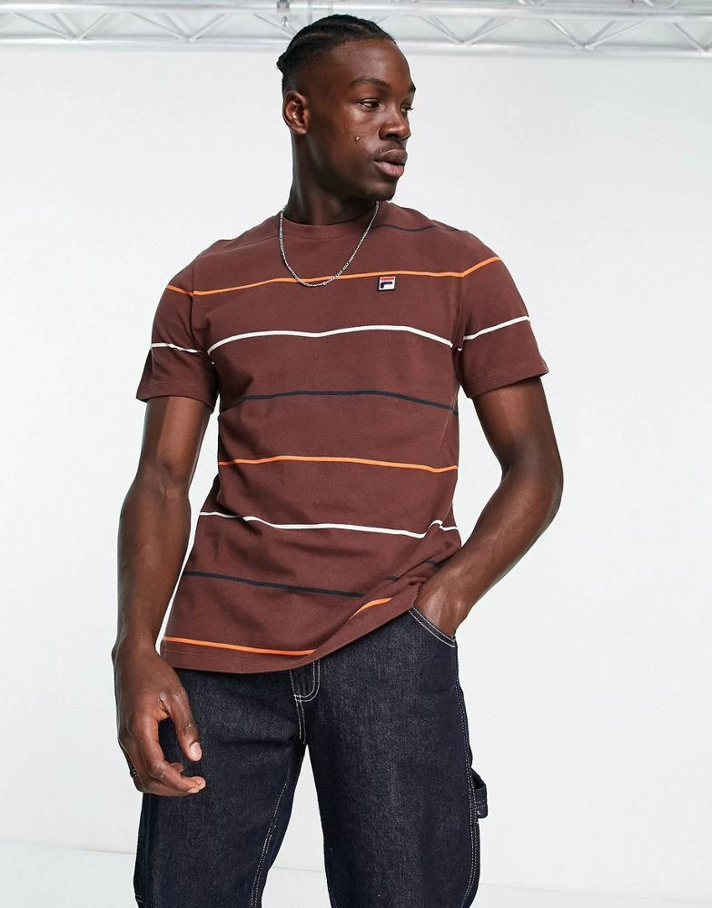 Fila Fila striped t-shirt with branding in brown 1