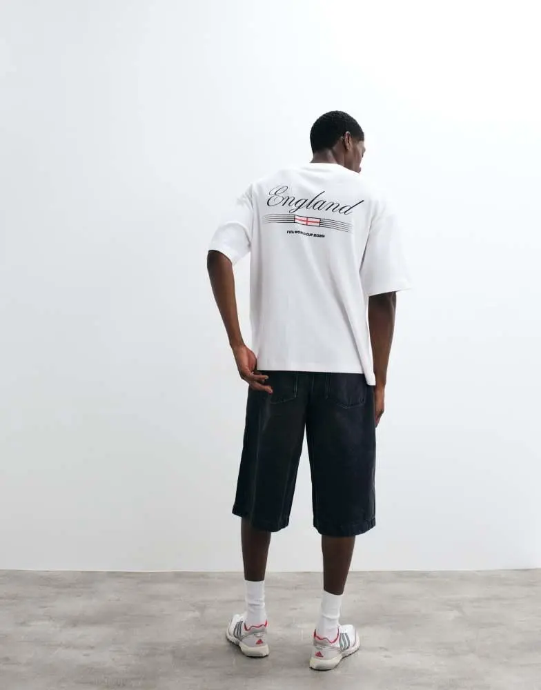 ASOS ASOS DESIGN waffle oversized tee with FIFA World cup England print in White