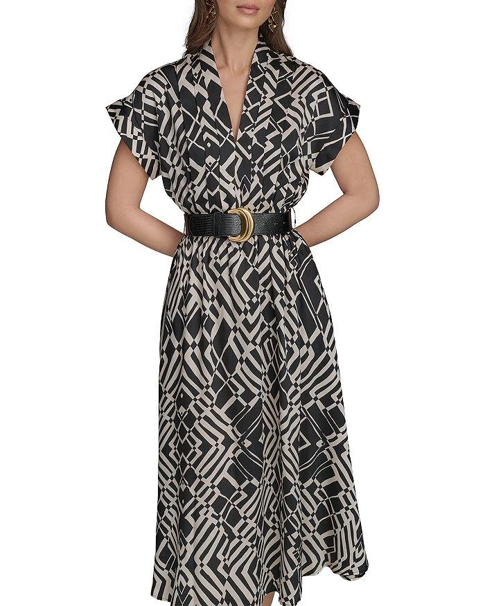 Donna Karan Printed Button Front Midi Dress 6