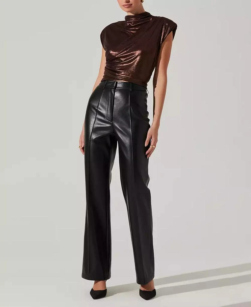 ASTR Women's Solange Metallic Draped Mock Neck Top 4