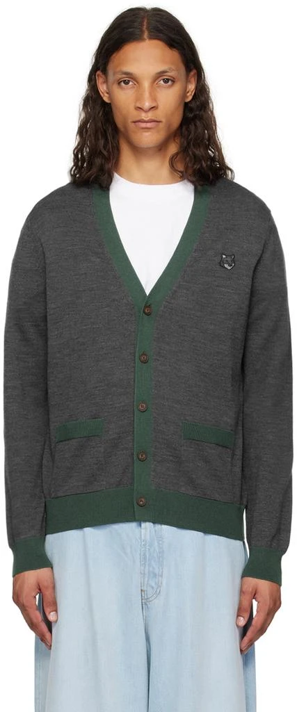 Maison Kitsune Gray Bold Fox Head Cardigan 1
