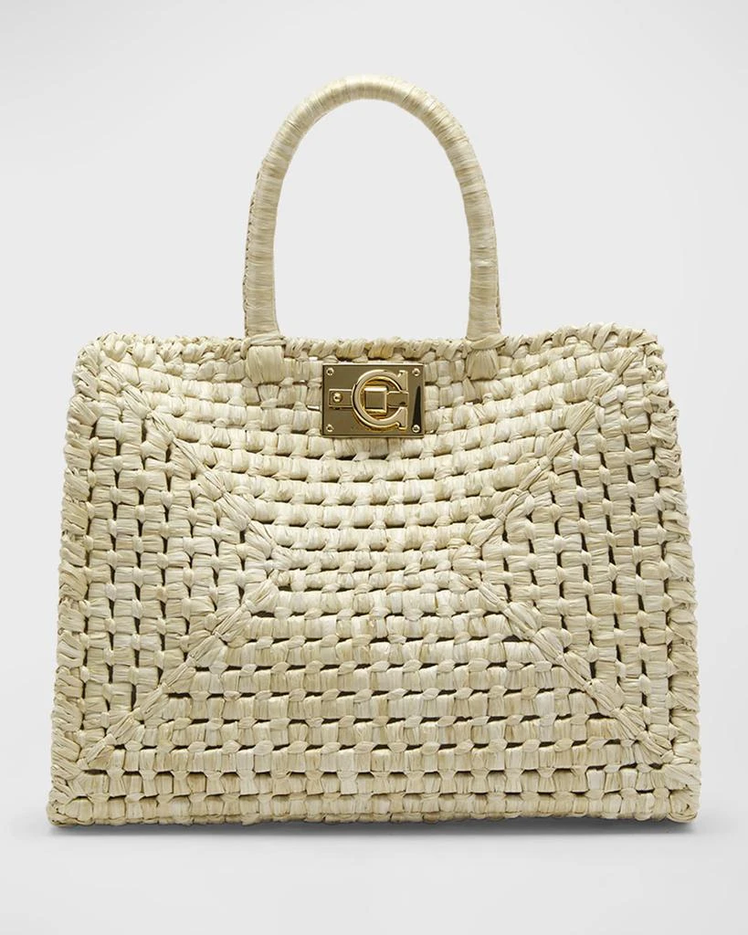 Salvatore Ferragamo The Studio Raffia Basket Top-Handle Bag 1