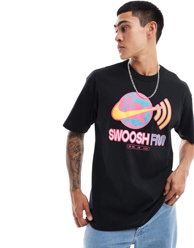 Nike Swoosh FM graphic t-shirt in black – On Sale Now with