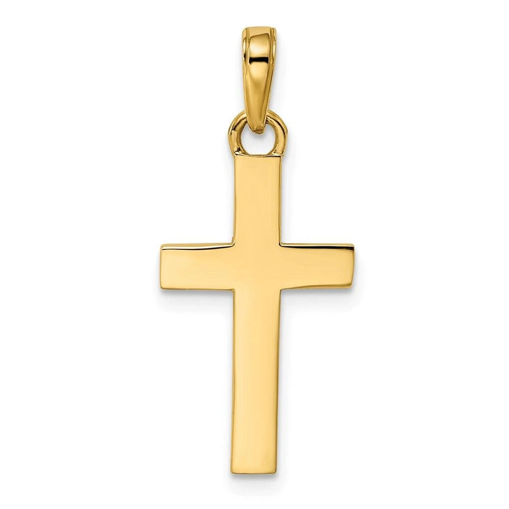 Diamond2Deal 14k Yellow Gold Rhodium Diamond-Cut Cross Pendant 3