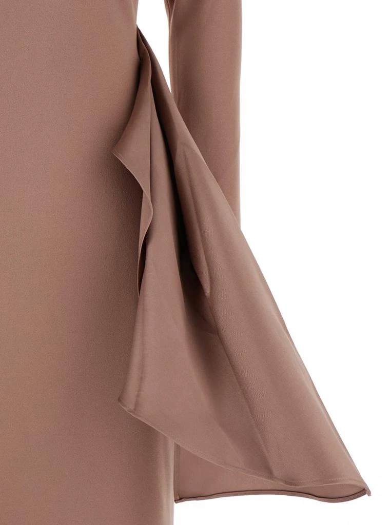 Shop 'Kiana' Brown Long Dress With Boat Neckline And Maxi Draped Detail In  Tech Fabric Stretch Woman on Sale at BeyondStyle  Get 56% Off 'Kiana' Brown  Long Dress With Boat Neckline