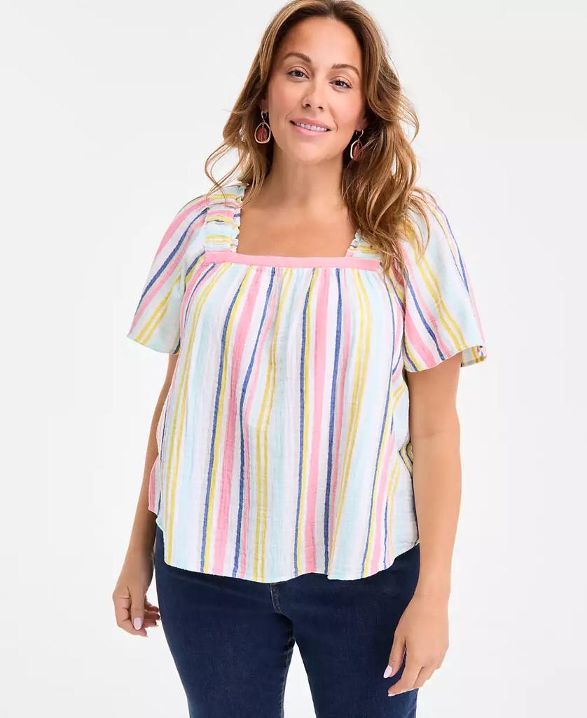 売れ筋商品|||スタイルアンドコー カットソー トップス レディース Plus Size Flutter-Sleeve Top, Exclusively at Macy's Aqua Swirl Style & Co Plus Size Flutter-Sleeve Top, Exclusively at