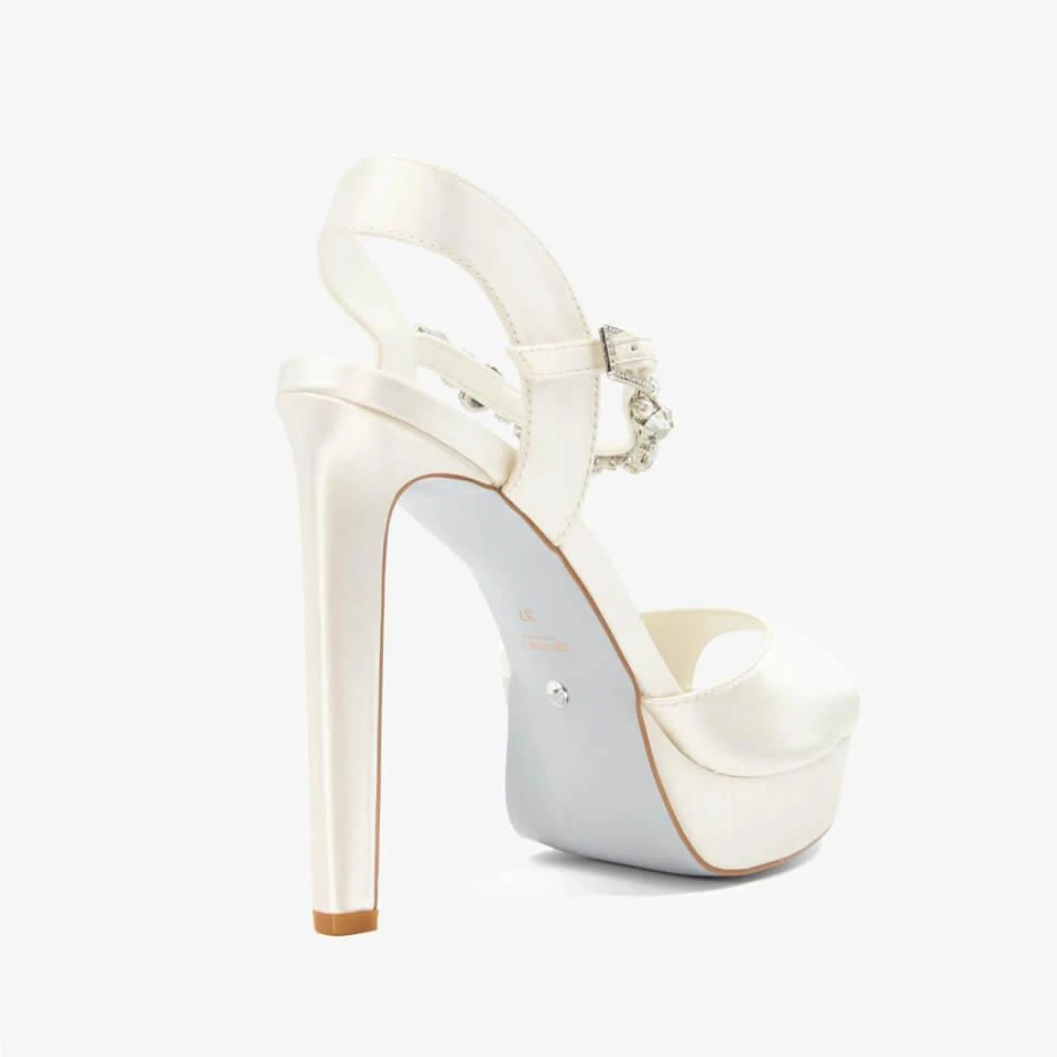 Dune DUNE LONDON MIRACLE EMBELLISHED SATIN HEELED PLATFORM SANDALS 3